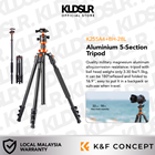 K&F Concept K255A4+BH-28L Aluminium 5-Section Tripod Payload 10kg